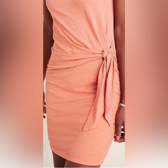 Drew Anthropologie Rust Orange Ribbed Tie Waist Sleeveless Sheath Dress - Picture 2 of 6